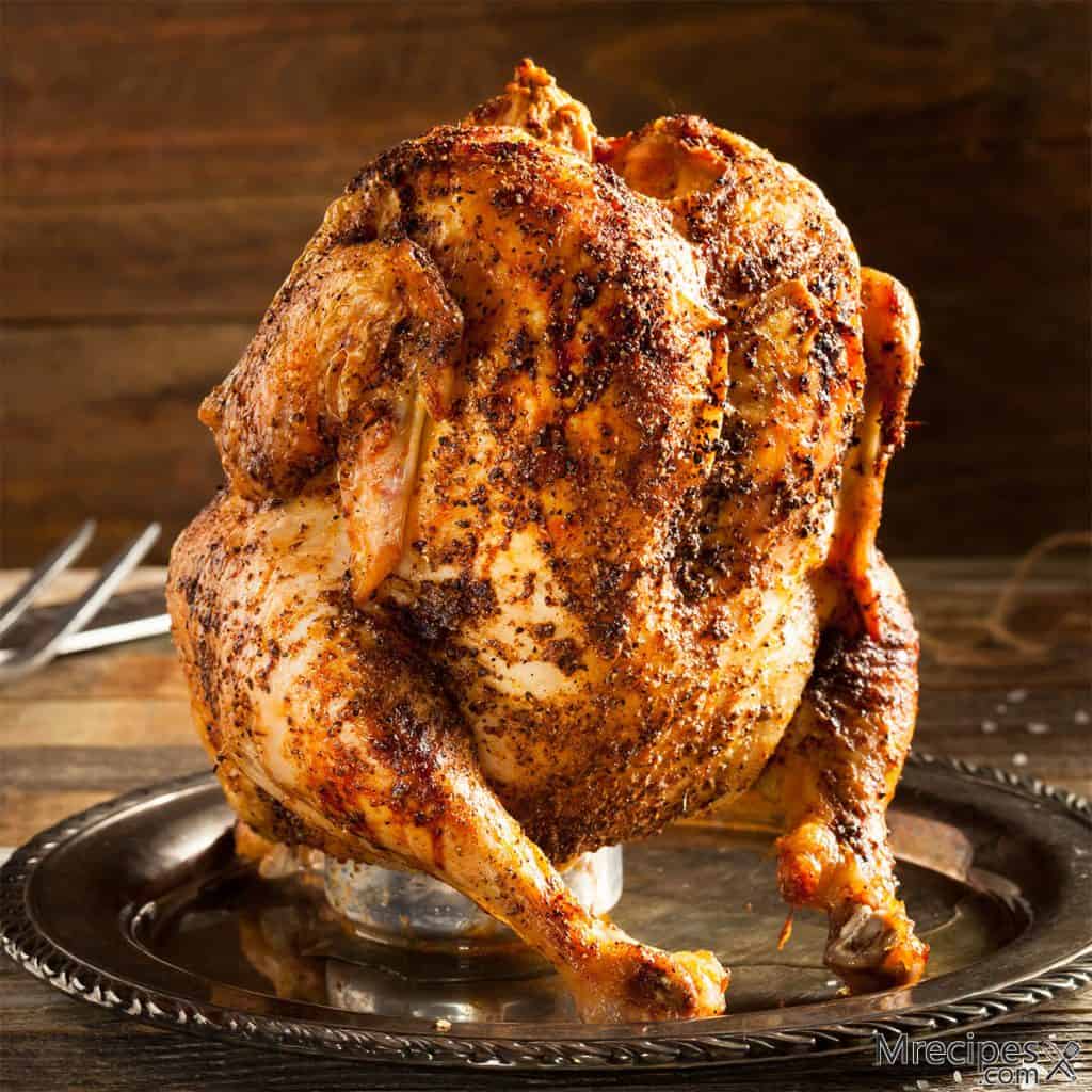 Juicy Dry Rubbed and Smoked Beer Can Chicken in a Masterbuilt Smoker