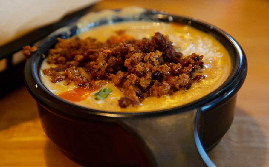 Smoked queso dip with beef
